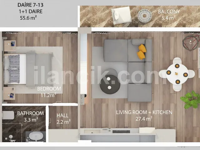 Alsancak'ta Satılık 1+1 Daire - Modern Kompleks - 9