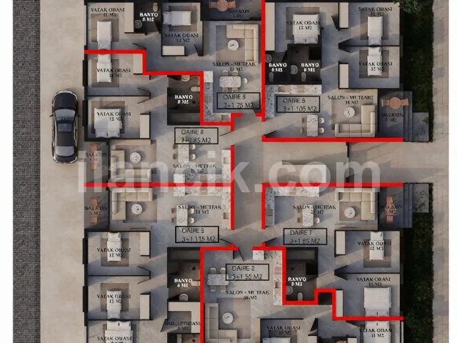 Mağusa'da Satılık İki Odalı Daire - 85 m² - 4