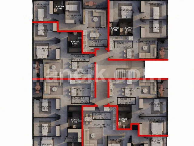 Mağusa'da Satılık İki Odalı Daire - 85 m² - 6