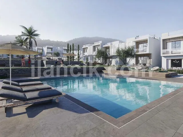 Satılık 1+1 Daire Karşıyaka Girne - Özel Bahçe ve Havuzlu