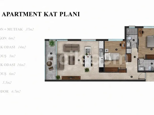 Satılık 2+1 Dubleks Penthouse - Girne Merkez - 15