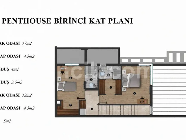 Satılık 2+1 Dubleks Penthouse - Girne Merkez - 16