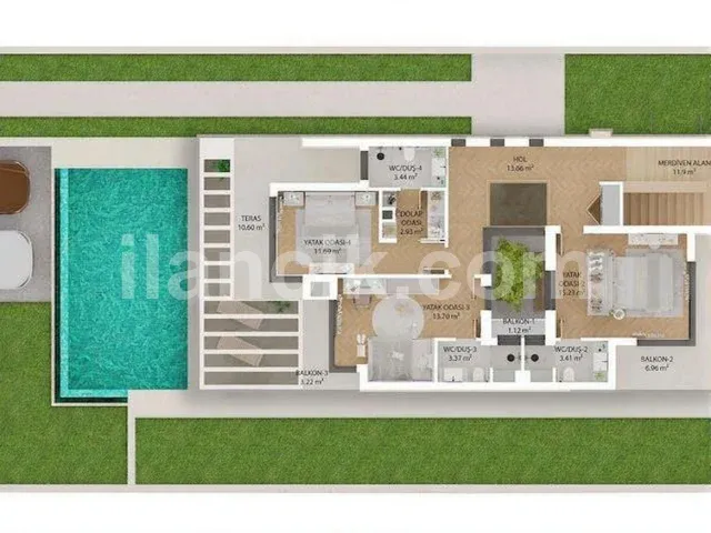 Ozanköy'de Satılık Özel Havuzlu 4 Yatak Odalı Müstakil Villa - 7