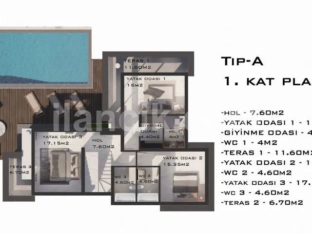 Alsancak'ta Satılık Havuzlu 4 Yatak Odalı Modern Villa - 6
