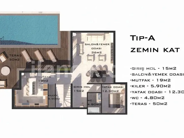 Alsancak'ta Satılık Havuzlu 4 Yatak Odalı Modern Villa - 7