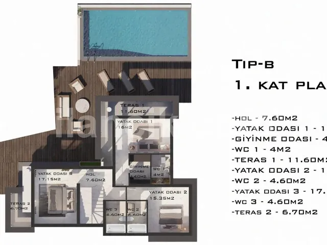 Alsancak'ta Satılık Havuzlu 4 Yatak Odalı Modern Villa - 9